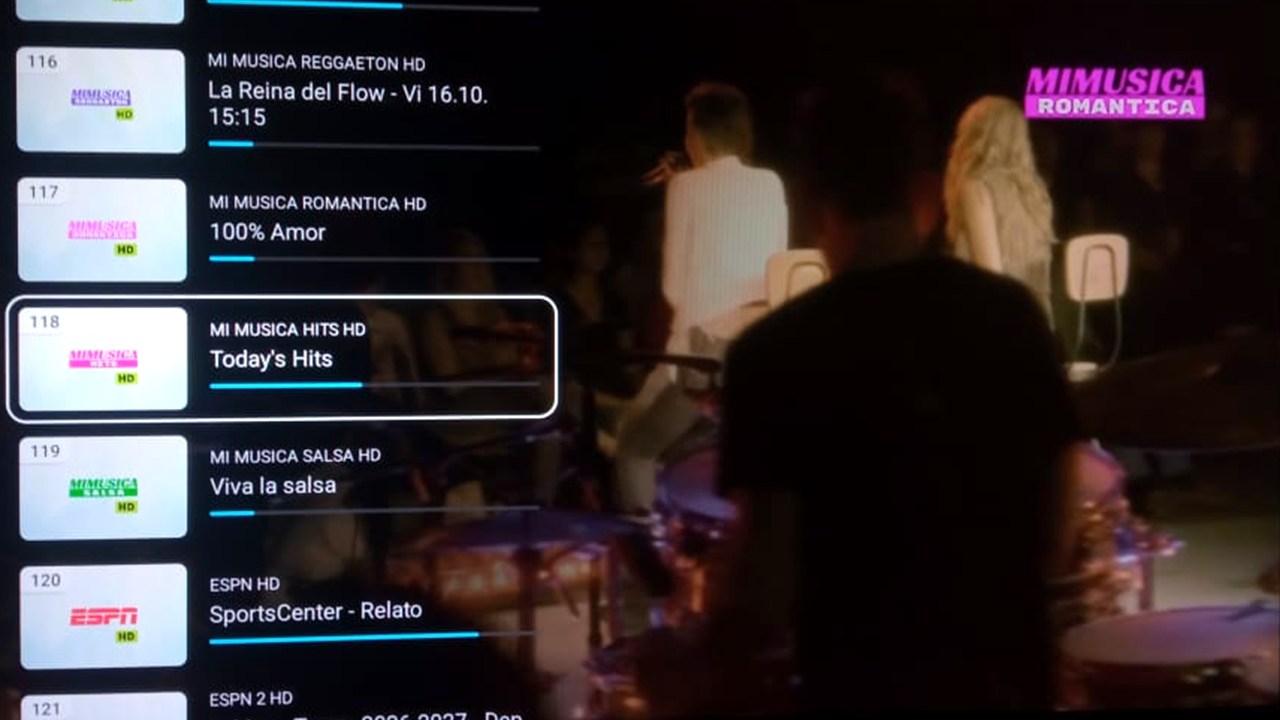 Guía de canales de NetUno Go con los canales MiMúsica de LEG y MiMúsica Romántica al aire